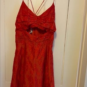 Free People red brocade cut out prom dress NWOT